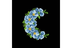 Дизайн (схема для вишивання) "Wreath of blue flowers (Вінок блакитних квітів)" EP018